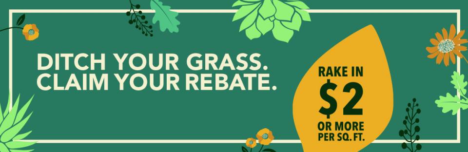 Ditch your grass. Claim your rebate. Rake in $2 or more per square foot. 