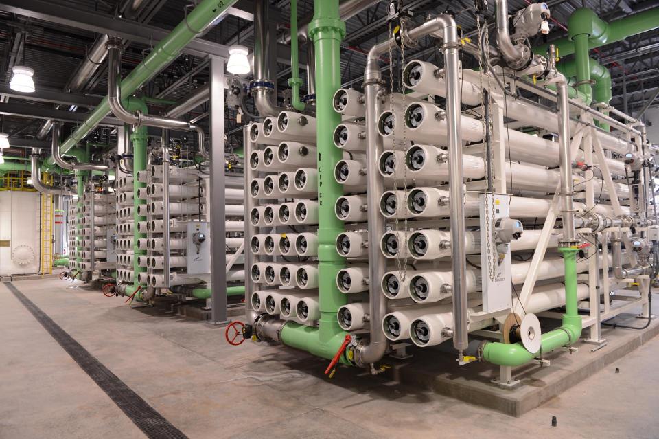Desalination Pipes Stacked in warehouse