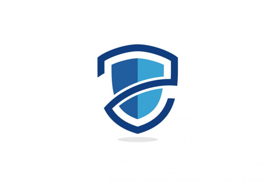 blue, white and black security emblem