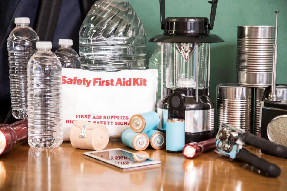Materials for a safety first aid kit.