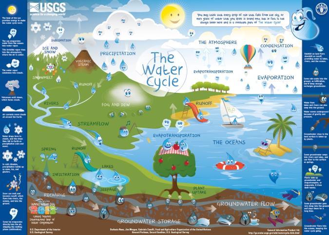 Map provided by USGS showing the earth's water cycle. 
