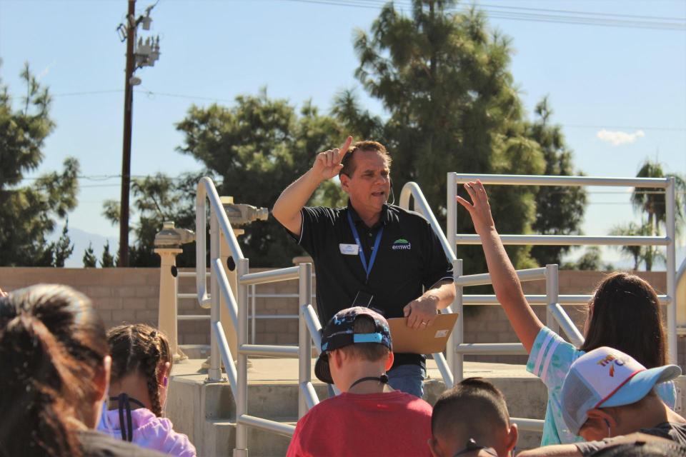 EMWD staff lead a tour for students at the Hemet Water Filtration Plant